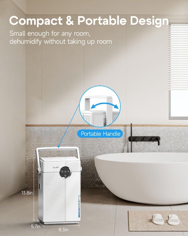 Photo 1 of mall Dehumidifier with Drain Hose, Portable Dehumidifier for Bathroom, 118oz Dehumidifiers for Home 800 sq ft with 7 Colorful Light, Quiet Dehumidifiers for Bedroom RV Closet Basement black