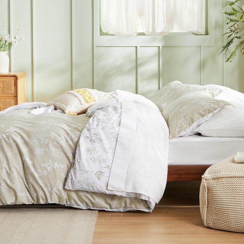 Photo 1 of Bedsure King Comforter Set - Linen Bed Set, 3 Pieces Cute Floral Bedding, 1 Soft Reversible Botanical Flowers Comforter and 2 Pillow Shams