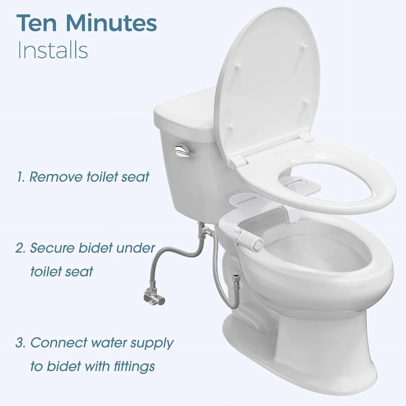 Photo 1 of BIGCOW Ultra-Slim Bidet Attachment for Toilet - Dual Nozzle (Frontal & Rear Wash) with Adjustable Cold Water Pressure and Stainless Steel Inlet - Hygienic Solution for Fresh Cleanliness