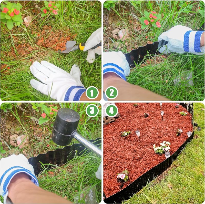 Photo 1 of Metal Corrugated Garden Edging, 4" x 50Ft Landscape Edging for DIY Flower Beds, Flexible Bender Border for Lawn, Garden and Yard, Sturdy Galvanized Garden Edging, Black






















































































