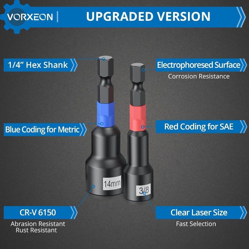 Photo 1 of Magnetic Nut Driver Set Metric and SAE Length 65 mm, 23 PCS Impact Drill Driver Bit Set With Socket And Wrenche Adapters, Quick Release Extention, 6 mm to 14 mm And 1/4" to 9/16 "
