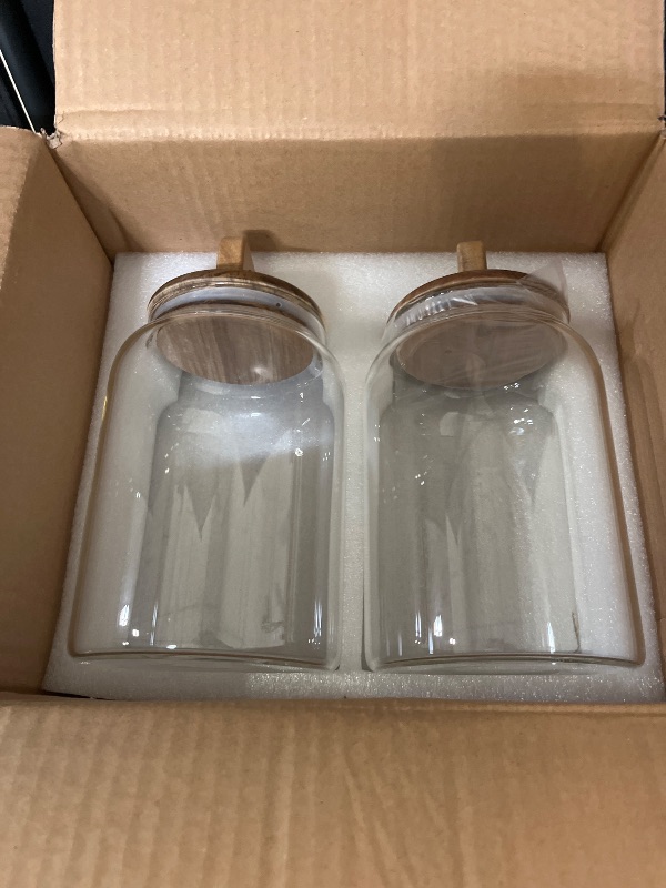 Photo 1 of Sweejar Glass Jars for Laundry Room Organization, 90 ounce Laundry Pods Container, Glass Food Storage Jars with Airtight Lid, 2 Pack, Hand Lid