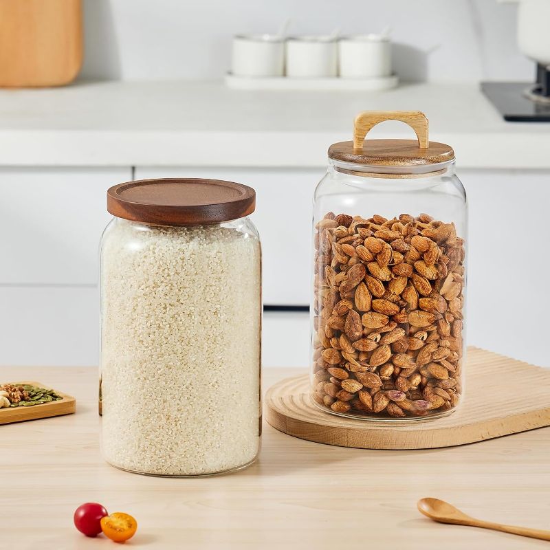 Photo 1 of Sweejar Glass Jars for Laundry Room Organization, 90 ounce Laundry Pods Container, Glass Food Storage Jars with Airtight Lid, 2 Pack, Hand Lid