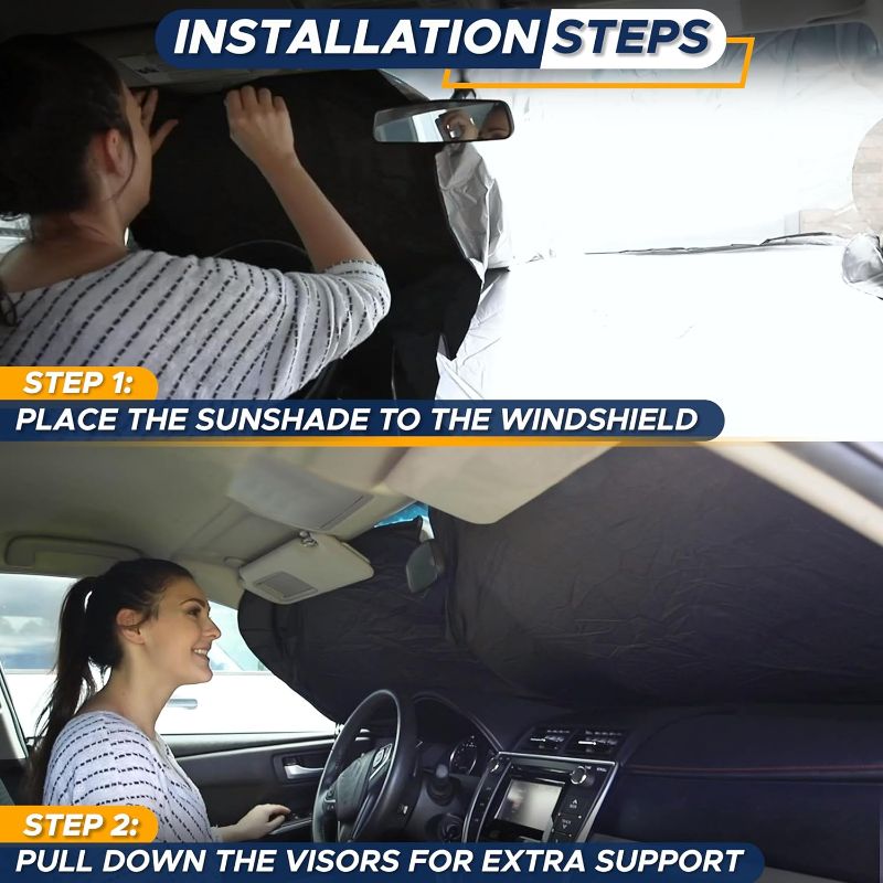 Photo 1 of EcoNour Car Windshield Sunshade | Blocks 99% Heat & Keeps Interior Cool | Universal Fits Cars, SUVs, Trucks | Automotive Sun Screen, Visor & Car Accessories for Summer | Medium (64x32 Inches)