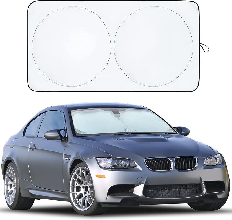 Photo 1 of EcoNour Car Windshield Sunshade | Blocks 99% Heat & Keeps Interior Cool | Universal Fits Cars, SUVs, Trucks | Automotive Sun Screen, Visor & Car Accessories for Summer | Medium (64x32 Inches)