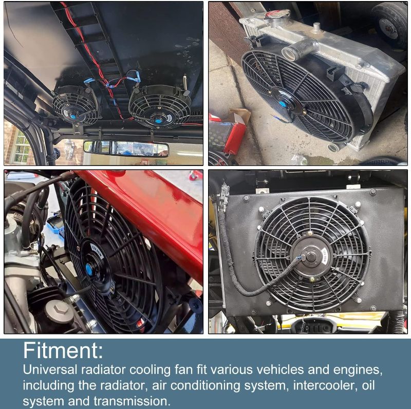 Photo 1 of 12" inch Slim Fan Pull Electric Radiator Cooling Fans 12V Mount Kit Unversal Black