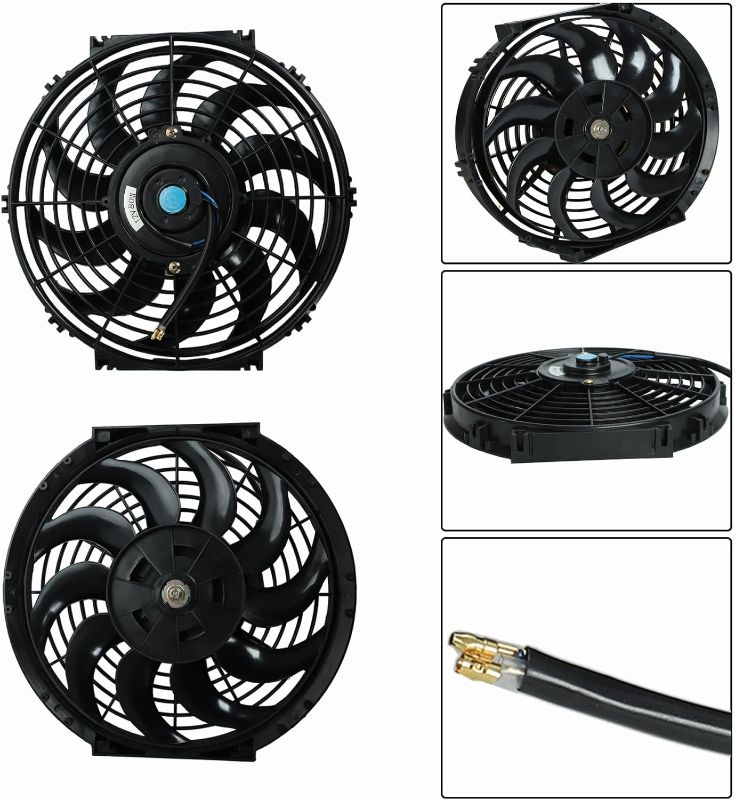 Photo 1 of 12" inch Slim Fan Pull Electric Radiator Cooling Fans 12V Mount Kit Unversal Black