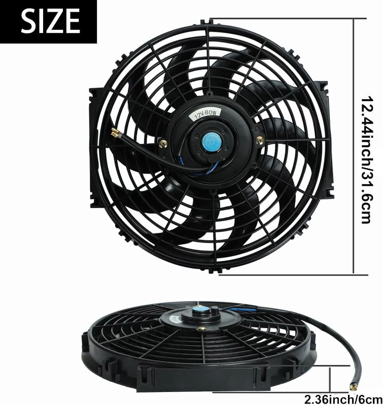 Photo 1 of 12" inch Slim Fan Pull Electric Radiator Cooling Fans 12V Mount Kit Unversal Black