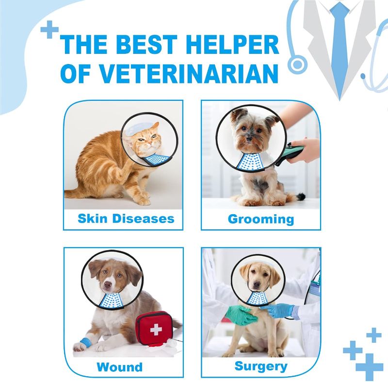 Photo 1 of Supet Dog Cone Collar Adjustable After Surgery, Comfortable Pet Recovery Collar & Cone for Large Medium Small Dogs, Elizabethan Dog Neck Collar Plastic Practical