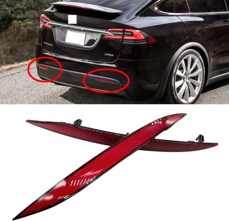 Photo 1 of Replacement Tesla Model X Reflector Rear Bumper Red Marker Lights Lens Trim (Left & Right) 2016-2023