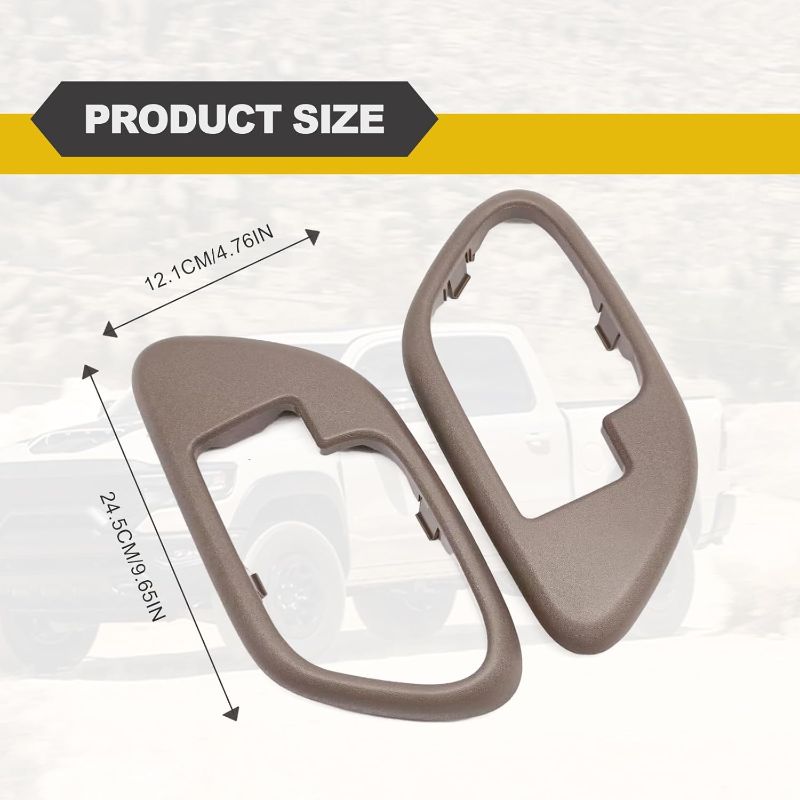 Photo 1 of Interior Door Handle Trim Bezel Compatible with 1995-2000 Silverado Tahoe K1500 K2500 K3500 Suburban GMC Yukon Pickup Truck, Left Driver & Right Passenger Side 15708080 15708079, Beige