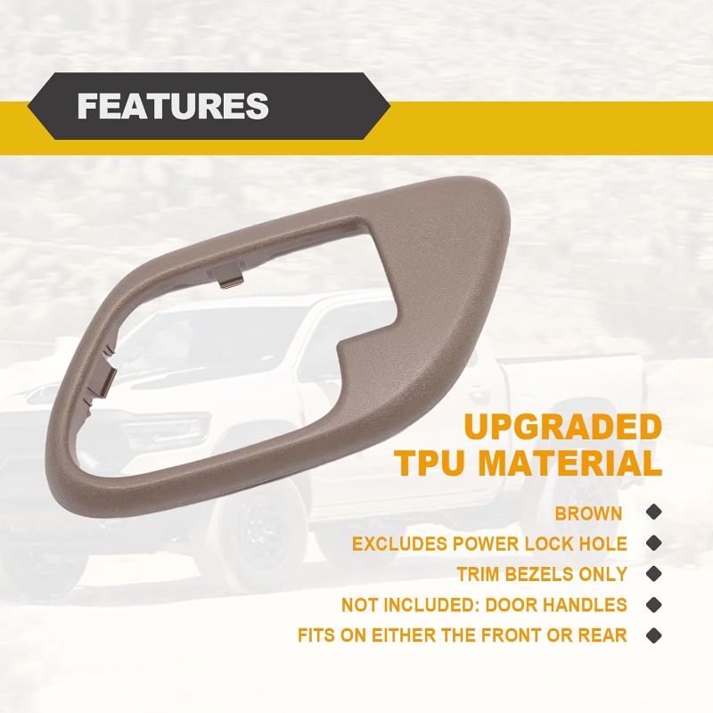 Photo 1 of Interior Door Handle Trim Bezel Compatible with 1995-2000 Silverado Tahoe K1500 K2500 K3500 Suburban GMC Yukon Pickup Truck, Left Driver & Right Passenger Side 15708080 15708079, Beige