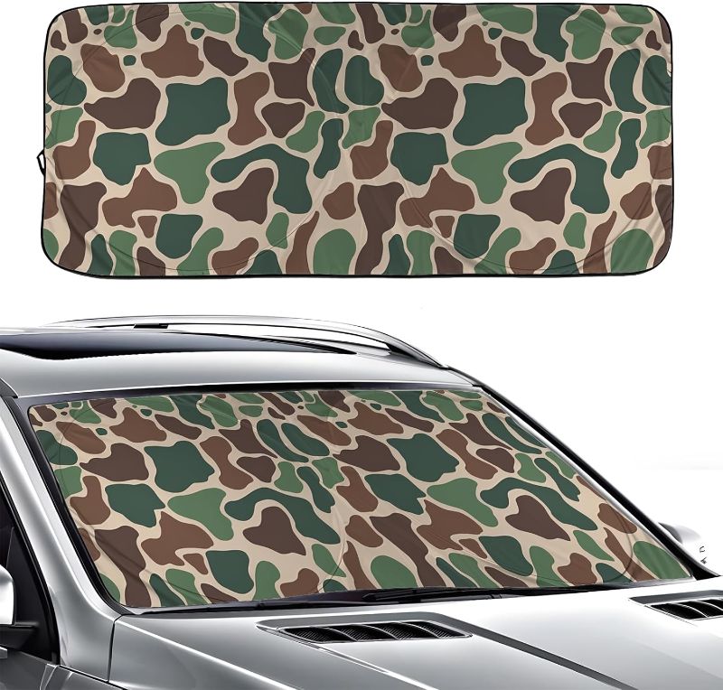 Photo 1 of Army Dark Camo Foldable Windshield Sunshade – Premium 240T Car Sun Shade UV Protection & Heat Blocker with Easy Installation & Universal Fit,Camo Car Interior Accessories