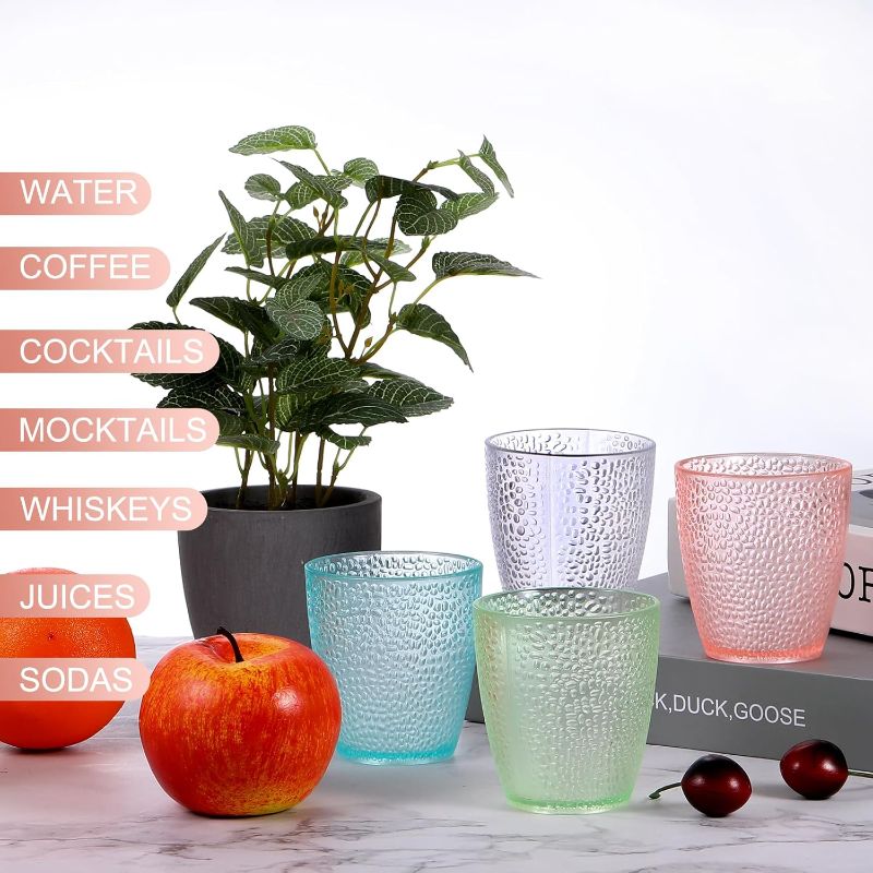 Photo 1 of uxcell 10oz Acrylic Drinking Glasses, 4Pcs Plastic Reusable Tumblers Drinkware Unbreakable Water Glasses Cup Stackable & Dishwasher Safe for Home Outdoors Restaurant, Pink