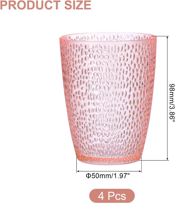 Photo 1 of uxcell 10oz Acrylic Drinking Glasses, 4Pcs Plastic Reusable Tumblers Drinkware Unbreakable Water Glasses Cup Stackable & Dishwasher Safe for Home Outdoors Restaurant, Pink