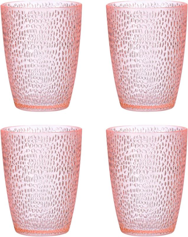 Photo 1 of uxcell 10oz Acrylic Drinking Glasses, 4Pcs Plastic Reusable Tumblers Drinkware Unbreakable Water Glasses Cup Stackable & Dishwasher Safe for Home Outdoors Restaurant, Pink