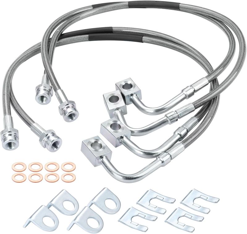 Photo 1 of 89716 Stainless Brake Lines - Front/Rear Stainless Brake Lines Kit Compatible with 2007-2018 4WD Jeep Wrangler JK Unlimited/2 Door 2007-2010 2WD Jeep Wrangler JK Unlimited (4pcs)