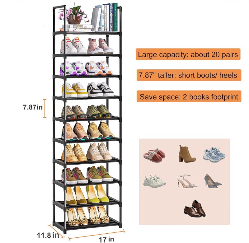 Photo 1 of Shoe Rack, Sturdy Metal Shoe Rack Organizer,Narrow Shoe Racks for Closets,Shoes Rack,Shoe Stand,Shoe Shelf