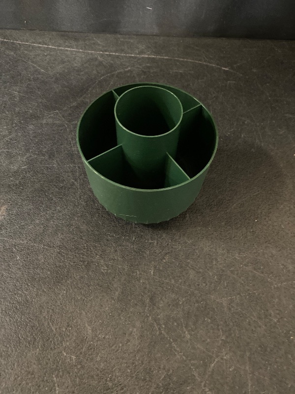 Photo 1 of 360 Degree Rotating Desk Organizer, Pencil Pen Holder with 5 Compartments and Tray Accessories, Desktop Supplies Organizers, Smooth Rotating Pen Holder Apply for Home, Office, School (Dark Green)