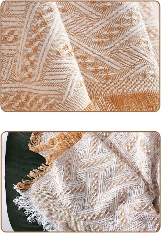 Photo 1 of Topwon Cotton Linen Coffee Table Cloth for Round/Square Tables, Wrinkle-Free & Washable Fringe Tablecloth Tabletop Cover (Coffee)