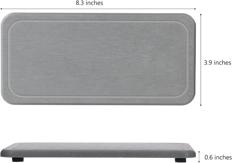 Photo 1 of 2 Pcs Water Absorbing Stone Trays, Kitchen/Bathroom Sink Soap Dish, Diatomite Tray Used for Hand Soap & Cosmetic Bottles in The Modern Home, 4" W x 8.3" L, Gray