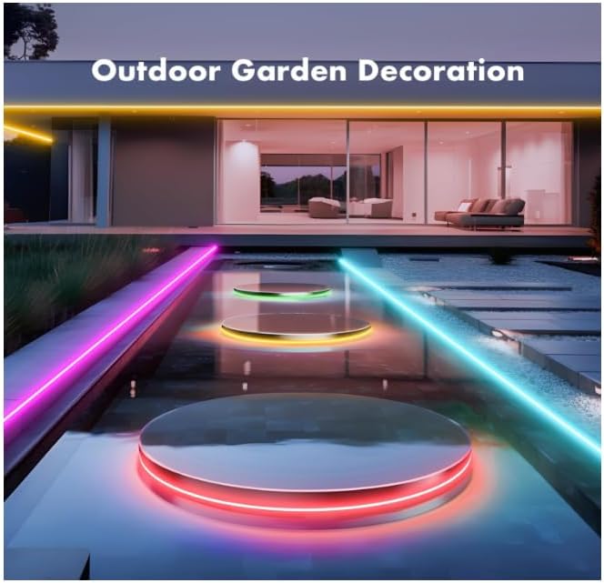 Photo 1 of Neon Rope Lights, 33FT RGB LED Strip Lights, App Control, IR Remote, Outdoor IP67 Waterproof, Music Syncing, Flexible DIY Design for Bedroom, Gaming, Party, Christmas Decor
