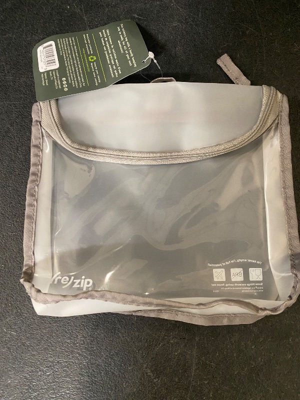 Photo 1 of (re)zip Zippered TSA-Compliant Travel Quart Bag | Zippered, Reusable, Storage Bag for Toiletries, Makeup, Suitcase Organization | BPA-Free, Food Grade, Machine Washable (Clear, Sage Piping)