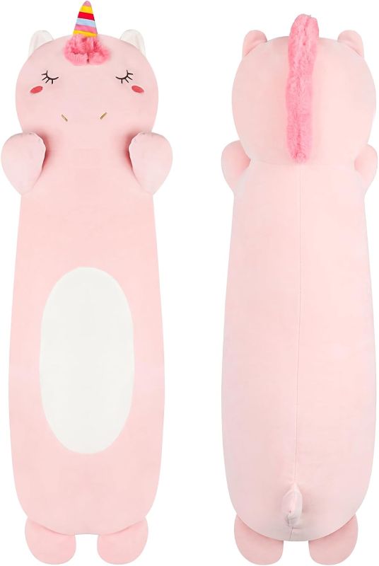 Photo 1 of 36” Long Unicorn Plush Body Pillow, Kawaii Cute Pink Unicorn Stuffed Animals, Hugging Squishy Pillow Soft Plushies Toys, Gifts for Girls Boys Kids Birthday Easter