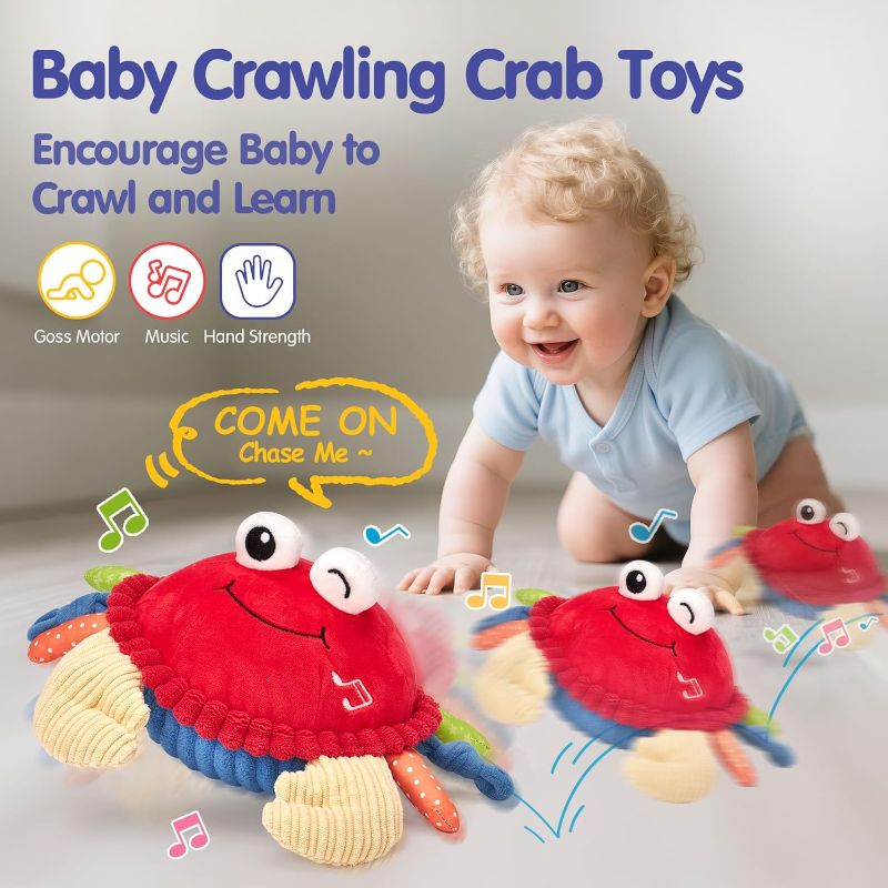 Photo 1 of hahaland Baby Toys 12-18 Months - Upgraded Crawling Musical Dancing Walking Moving Bouncing Learning Crab Tummy Time Toy Sensory Toddler Travel Toys for 1-3 Year Old Boy Girl Birthday Gifts