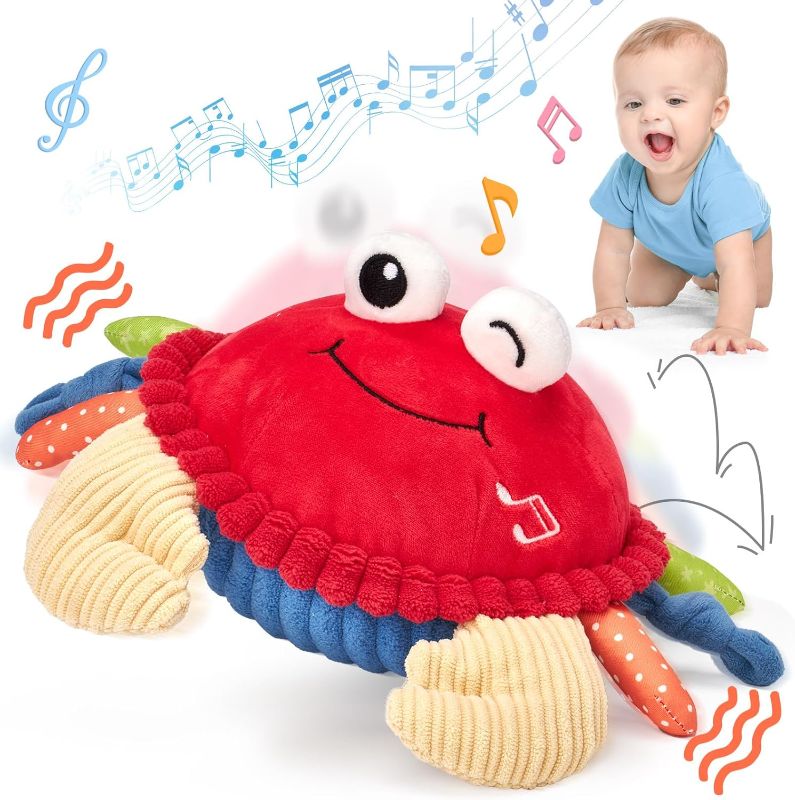 Photo 1 of hahaland Baby Toys 12-18 Months - Upgraded Crawling Musical Dancing Walking Moving Bouncing Learning Crab Tummy Time Toy Sensory Toddler Travel Toys for 1-3 Year Old Boy Girl Birthday Gifts