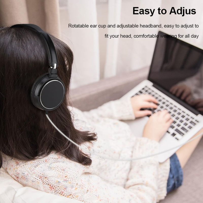 Photo 1 of Foldable Head Mounted Headphone Mini Wired Headset Hands Compact Stereo HiFi Music Headset Support Rotatable Ear Cup Adjustable Headband Support TF Card