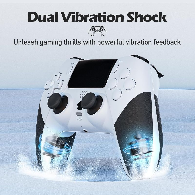 Photo 1 of CHEREEKI Wireless Controller for PS4 with 2 Macro Buttons, 3.5mm Audio and Turbo Function, 6-Axis Motion Control, Dual Vibration, Gamepad Joystick for PS-4, Compatible with PS-4, Slim, Pro