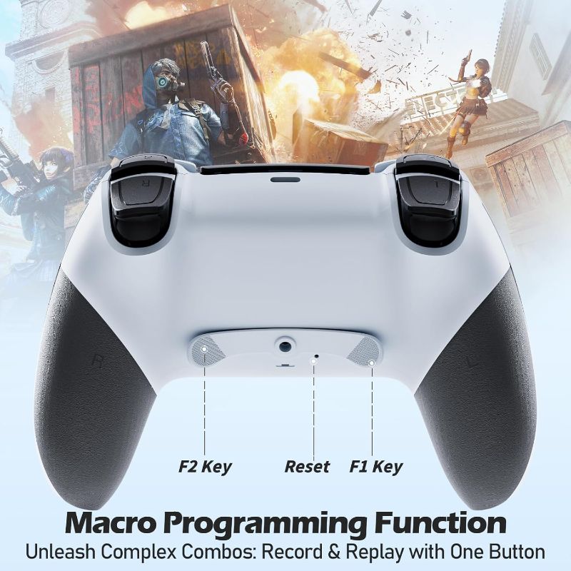 Photo 1 of CHEREEKI Wireless Controller for PS4 with 2 Macro Buttons, 3.5mm Audio and Turbo Function, 6-Axis Motion Control, Dual Vibration, Gamepad Joystick for PS-4, Compatible with PS-4, Slim, Pro