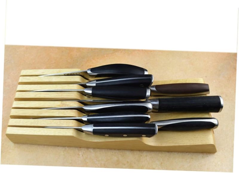 Photo 1 of Cutter Holder Drawer Insert Bamboo Cutter Storage Slots Deep Drawer Organizer for Kitchen