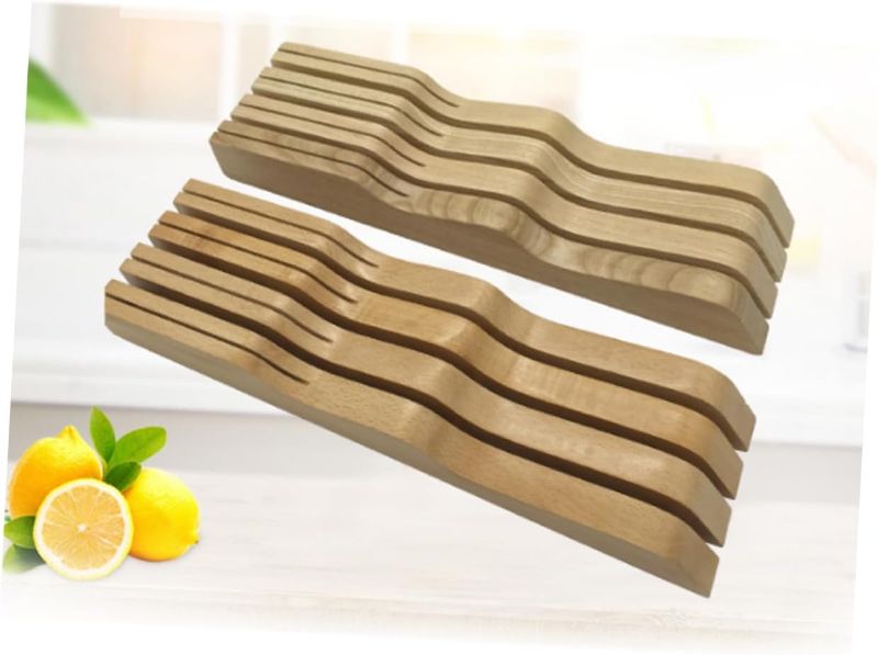 Photo 1 of Cutter Holder Drawer Insert Bamboo Cutter Storage Slots Deep Drawer Organizer for Kitchen