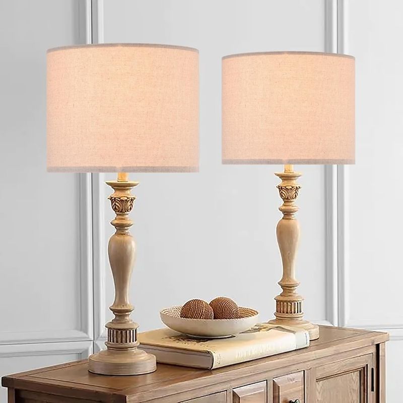 Photo 1 of GO&SO Drum Lamp Shades Set of 2 Medium,Oatmeal Linen Lamp Shade 13"Top x 13"Bottom x 10"High(Spider),Replacement Lamp Shades for Floor Lamps,Table Lamp Shade,Hand Crafted Lampshade,Assembly Required