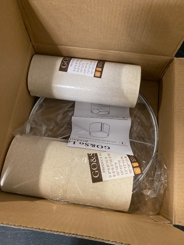 Photo 1 of GO&SO Drum Lamp Shades Set of 2 Medium,Oatmeal Linen Lamp Shade 13"Top x 13"Bottom x 10"High(Spider),Replacement Lamp Shades for Floor Lamps,Table Lamp Shade,Hand Crafted Lampshade,Assembly Required