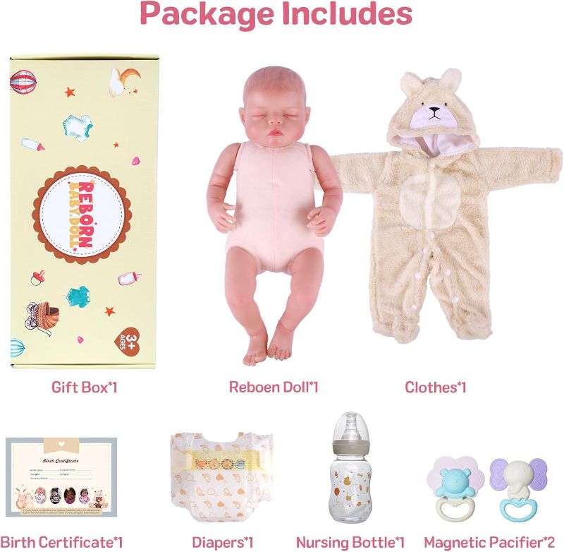 Photo 1 of BABESIDE Lifelike Reborn Baby Dolls Boy, 17 Inch Newborn Real Life Baby Dolls Realistic Soft Vinyl and Cloth Body Girl Baby Doll with Clothes and Toy Gift for Kids Age 3+