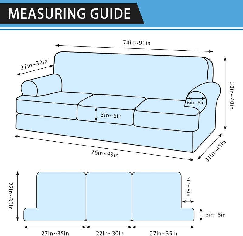 Photo 1 of 4-Piece T Couch Cover - Leather Look Slipcovers for 3 Cushion Sofa, Washable, Coffee
