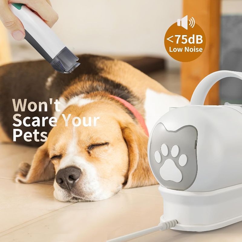 Photo 1 of Dog Grooming Kit, Pet Grooming Vacuum with Pet Clipper Nail Grinder, Dog Hair Vacuum with 6 Pet Grooming Tools for Dogs Cats Shedding Grooming