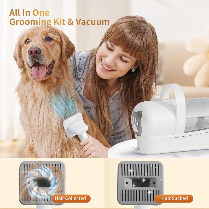 Photo 1 of Dog Grooming Kit, Pet Grooming Vacuum with Pet Clipper Nail Grinder, Dog Hair Vacuum with 6 Pet Grooming Tools for Dogs Cats Shedding Grooming