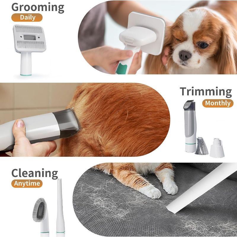 Photo 1 of Dog Grooming Kit, Pet Grooming Vacuum with Pet Clipper Nail Grinder, Dog Hair Vacuum with 6 Pet Grooming Tools for Dogs Cats Shedding Grooming