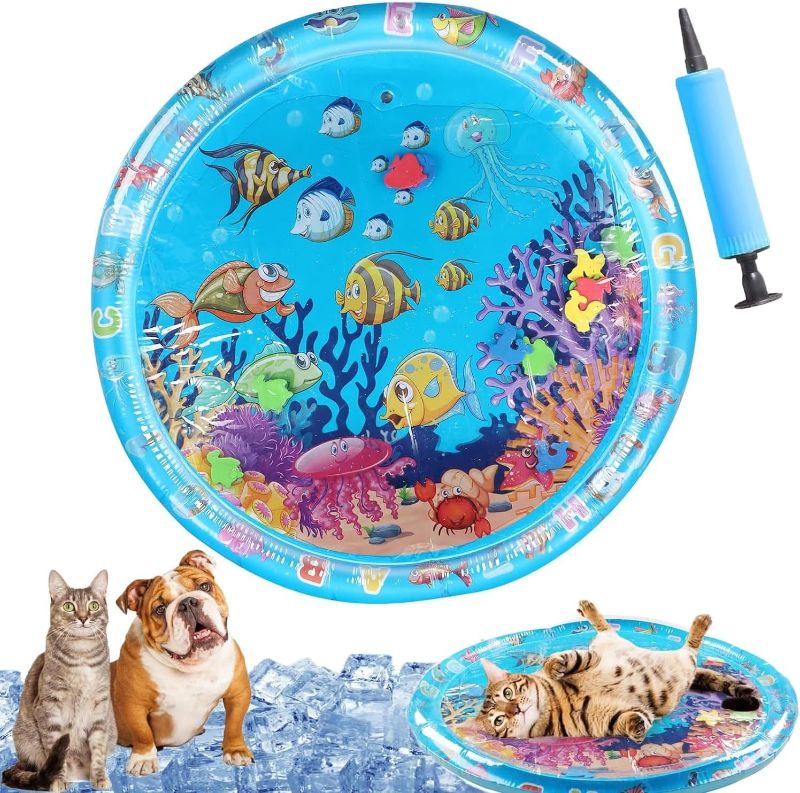 Photo 1 of Pet Water Bed, 2025 New 40in Large Dog Water Bed, Thickened Cat Water Mat with Fish, Water Sensory Play Mat for Cats, Durable & Easy-Clean Playmat, Suitable for Indoor Pets