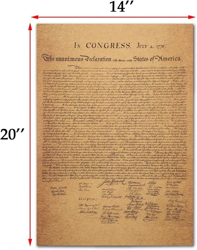 Photo 1 of HAOHUODUO 20" X 14" Vintage U.s. Declaration Of Independence Poster On Kraft Paper. Unframed, Ideal For Home, Office Or Educational Spaces To Inspire Patriotism And History Appreciation