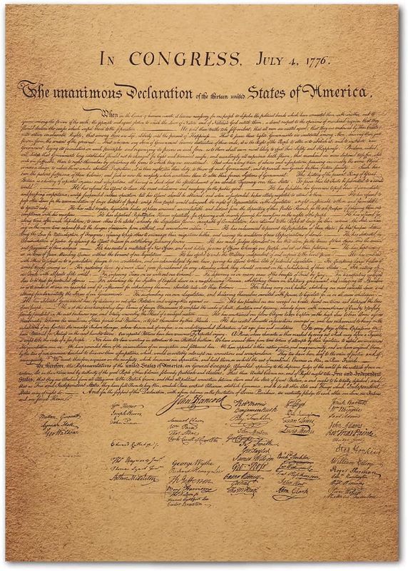 Photo 1 of HAOHUODUO 20" X 14" Vintage U.s. Declaration Of Independence Poster On Kraft Paper. Unframed, Ideal For Home, Office Or Educational Spaces To Inspire Patriotism And History Appreciation