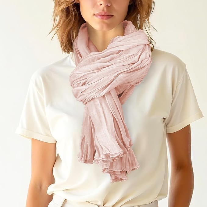 Photo 1 of Toutacoo, Cotton Scarf, Chèche, Echarpe, crinkle soft scarf, light, fashion, solid, wrap, shawl, unisex, Plaited 100% Cotton
