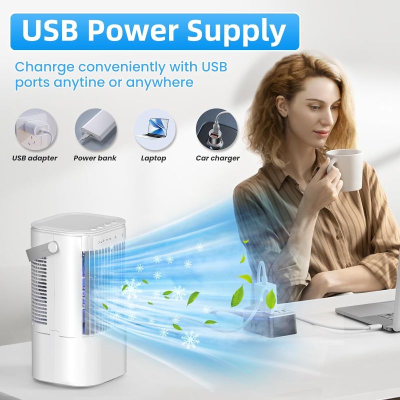Photo 1 of Portable Air Conditioners, 4-in-1 Mini Small Air Conditioner Evaporative Air Cooler Fan with 1000ml Water Tank, 3 Speeds & 7 LED Lights, Personal Mini AC with Timer for Bedroom, Desktop, Home, Office
Brand: SOYEWV