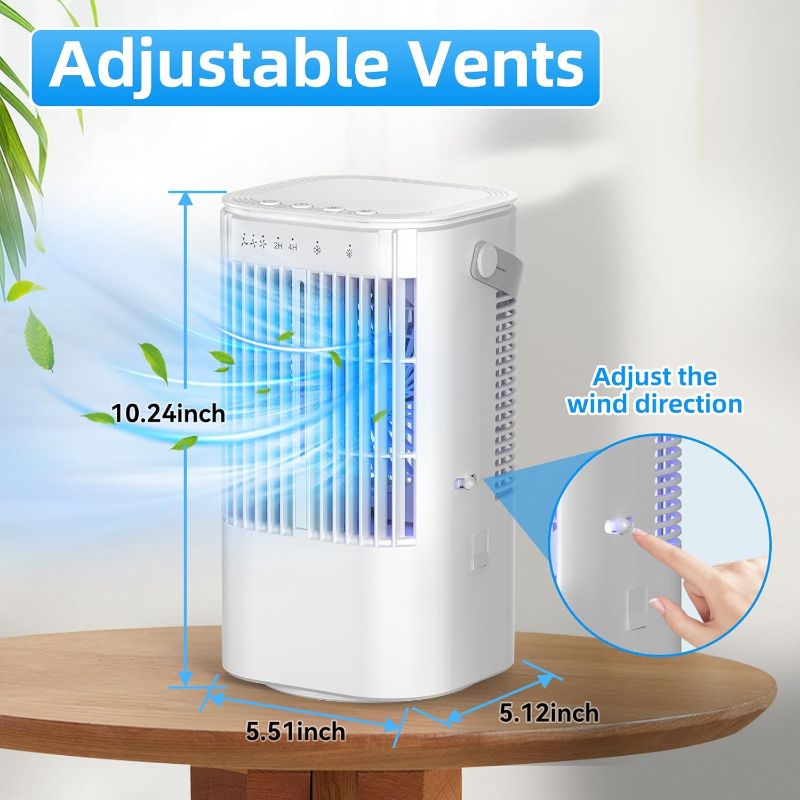 Photo 1 of Portable Air Conditioners, 4-in-1 Mini Small Air Conditioner Evaporative Air Cooler Fan with 1000ml Water Tank, 3 Speeds & 7 LED Lights, Personal Mini AC with Timer for Bedroom, Desktop, Home, Office
Brand: SOYEWV