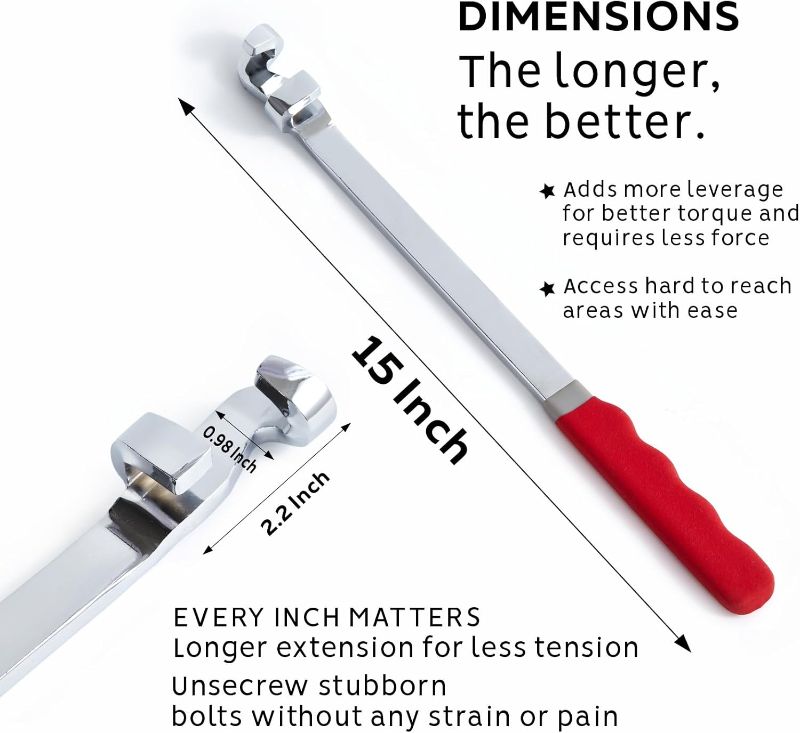 Photo 1 of Wrench Extender Tool Bar,Torque Adaptor Wrench Extension,Extra-Long 15 Inch Wrench Extension for Maximum Leverage,Ideal for Mechanics,DIYers,Garage Mechanics, Amplified Torque Handymen(15 Inch)