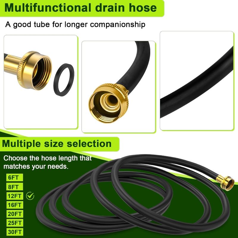 Photo 1 of 12FT Dehumidifier Drain Hose with 3/4 Inch FHT Connector, Featuring Rust-Resistant Brass Fittings for Leak-Proof Connection, Perfectly Compatible with Most Dehumidifier Brands(7 Length Options)